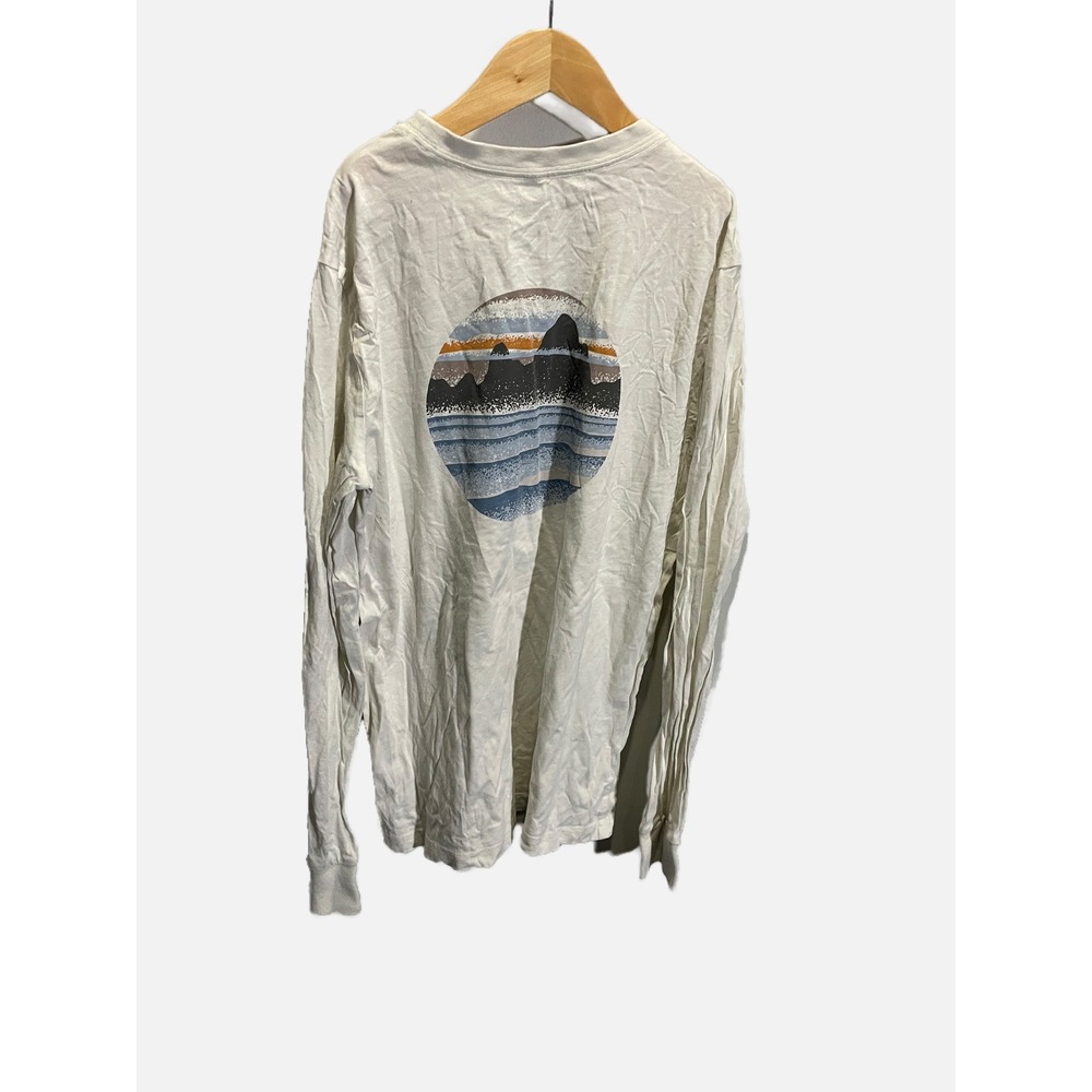 Patagonia Graphic Tee Kids XL 14 Cream Long Sleeve Cotton Outdoor Casual Shirt